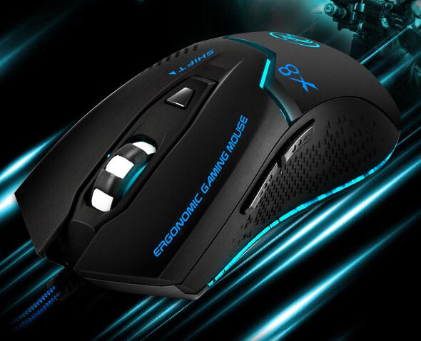 6keys 2400DPI light-emitting USB wired gaming mouse